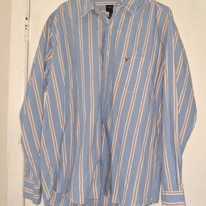 American Eagle Outfitters Blue and White Striped Shirt
